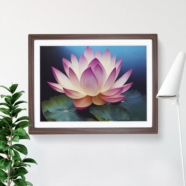 XH1022-8643X Superb Lotus Flower - Single Picture Frame Painting Marlow Home Co. Size: 34cm H x 46cm W x 2cm D, Frame Colour: Walnut on Productcaster.