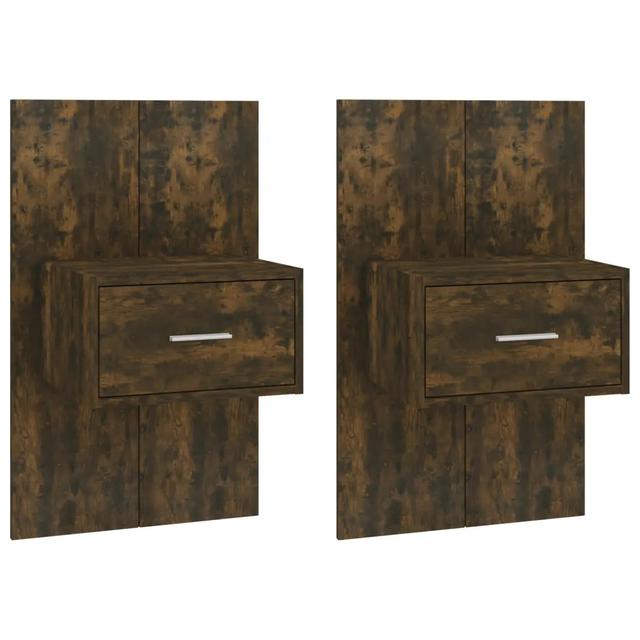 Jaice Wall-mounted Bedside Cabinet (Set of 2) 17 Stories Colour: Smoked Oak on Productcaster.