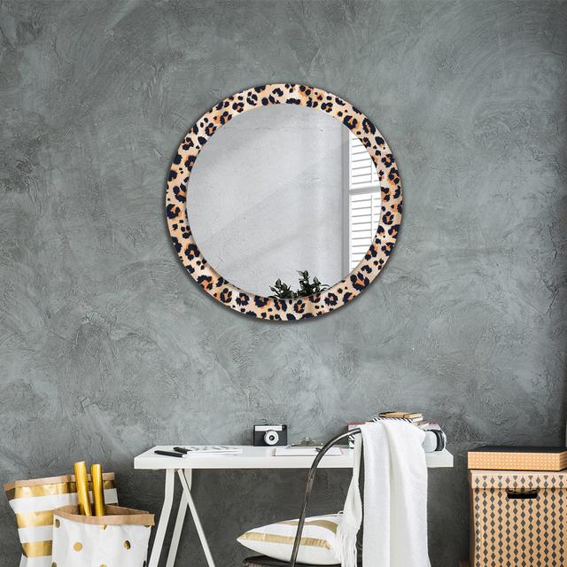 Huldar Round Glass Framed Wall Mounted Accent Mirror in Black/Orange East Urban Home on Productcaster.