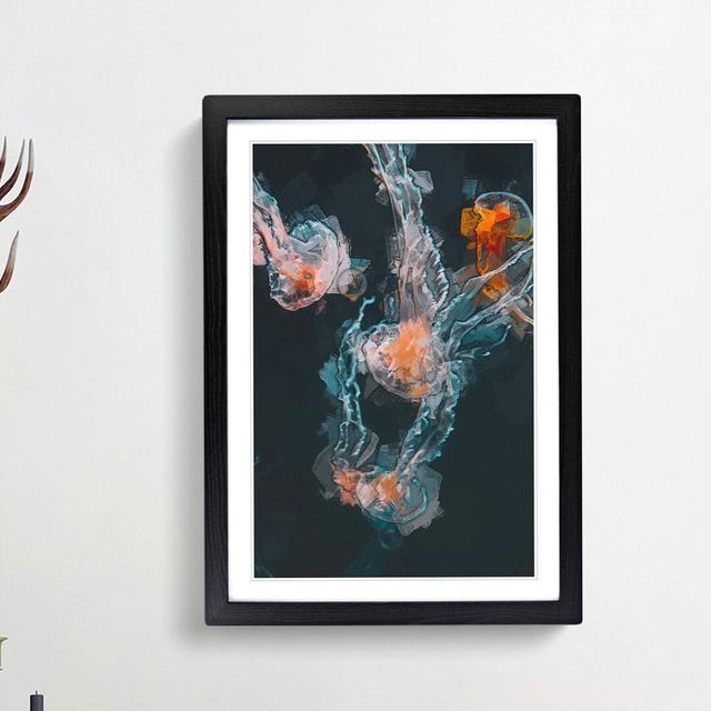 Peach Jellyfish in Abstract - Picture Frame Painting Print East Urban Home Frame Option: Black Framed, Size: 65cm H x 48cm W x 2cm D on Productcaster.