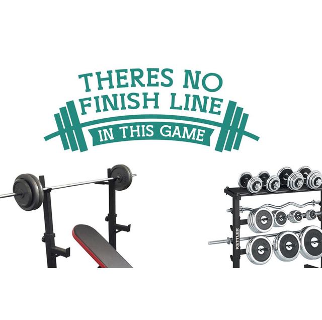 Theres No Finish Line In This Game Wall Sticker Happy Larry Size: Medium, Colour: Aqua Green on Productcaster.