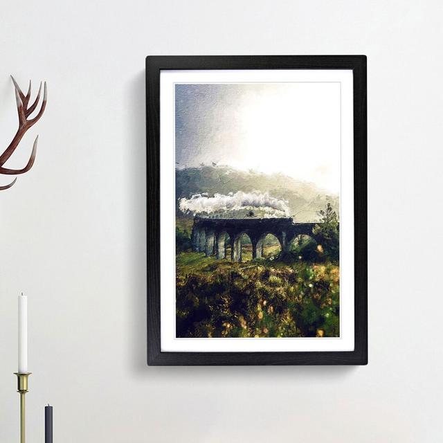 Steam Train over Glenfinnan Viaduct - Picture Frame Painting Print on MDF East Urban Home Frame Option: Black Framed, Size: 36cm H x 27cm W x 2cm D on Productcaster.