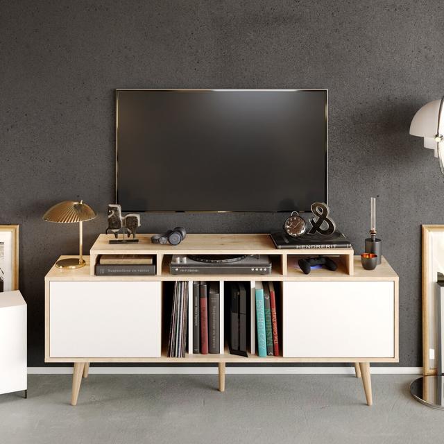 Char TV Stand for TVs up to 70" Wade Logan Colour: Sapphire Oak/White on Productcaster.