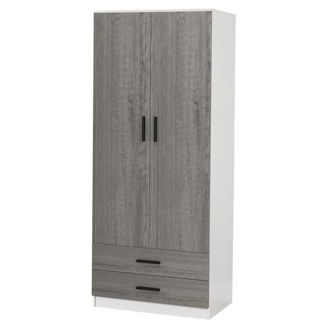 Gianpietro 2 Door Wardrobe Ebern Designs Finish: White Carcass/Ash Grey Drawer on Productcaster.