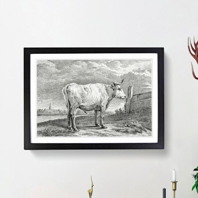 Bull in a Meadow by Jean Bernard - Picture Frame Art Print East Urban Home Frame Option: Black Framed, Size: 36cm H x 48cm W x 2cm D on Productcaster.