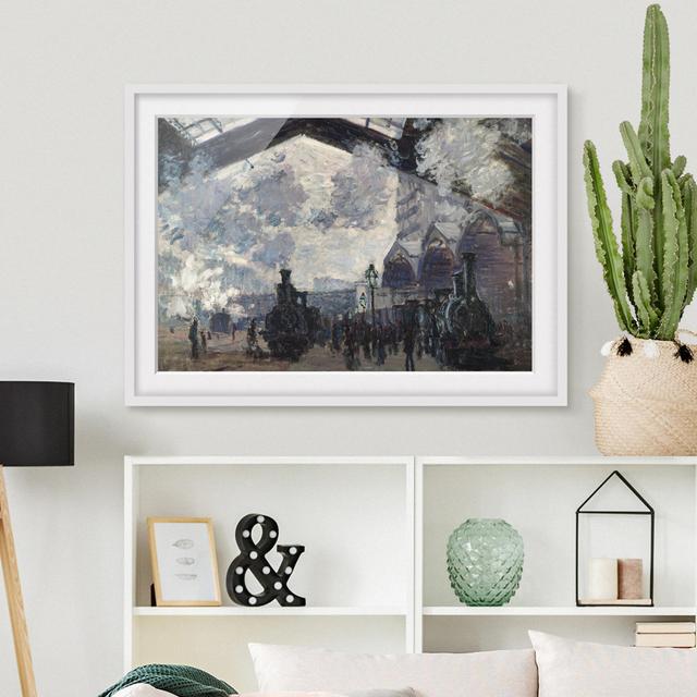 Gerahmtes Poster Gare Saint-Lazare von Claude Monet East Urban Home Größe: 30 cm H x 40 cm B x 2 cm T, Rahmenauswahl: Mattweiß on Productcaster.