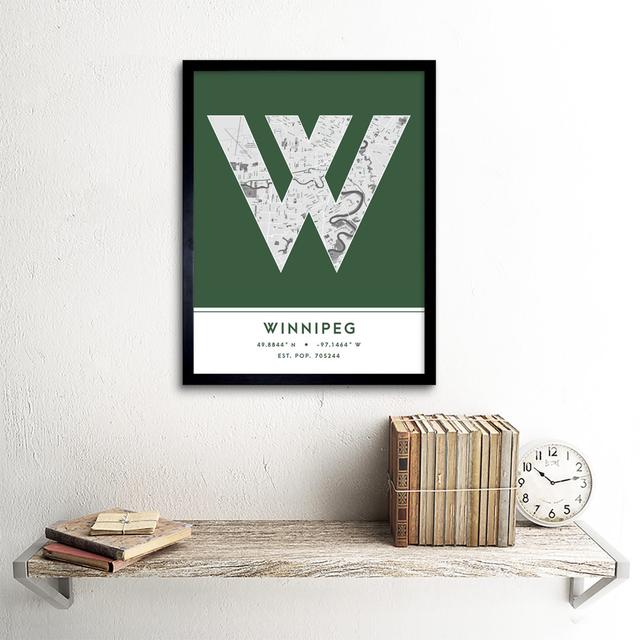 Winnipeg City Map Winnipeg Green - Single Picture Frame Typography Wee Blue Coo on Productcaster.