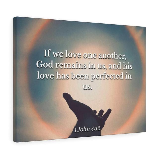 Love Is Perfect 1 John 4:12 - Wrapped Canvas Typography Blue Elephant Size: 46cm H x 61cm W on Productcaster.