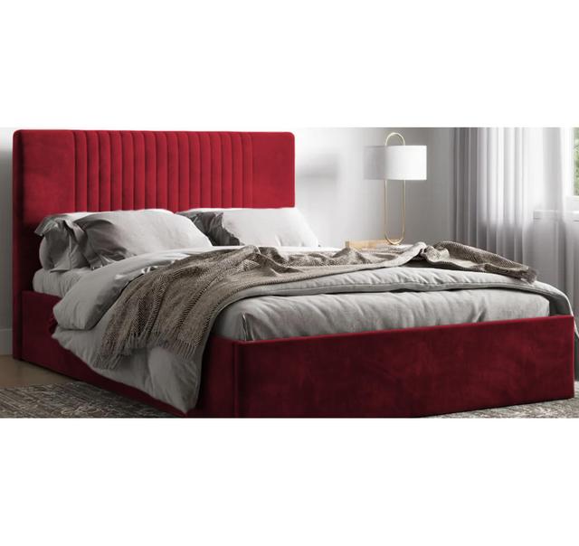 Malmo Upholstered Ottman Storage Bed Frame Britainsleep Colour: Red, Size: Kingsize (5') on Productcaster.