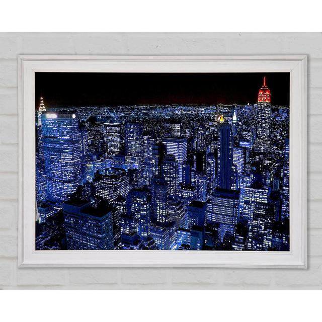 New York City Night Blues Red Top Framed Print Bright Star Size: 29.7cm H x 42cm W x 1.5cm D on Productcaster.