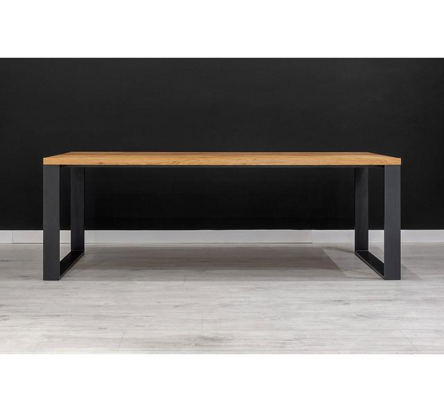 Richman Solid Oak Dining Table Borough Wharf Size: 75cm H x 180cm L x 90cm W on Productcaster.