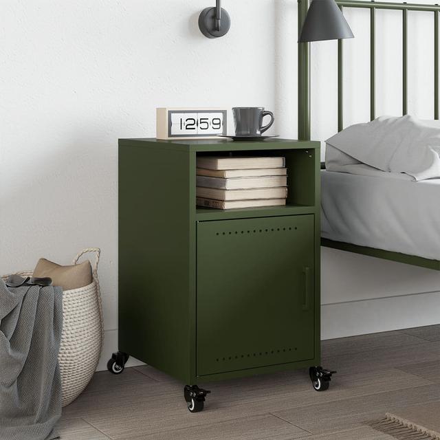 17 Stories Bedside Cabinet 36X39x59 Cm Steel 17 Stories Colour: Olive Green on Productcaster.