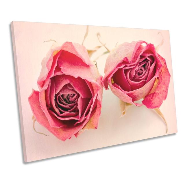 Vintage Pair Of Rose Flowers Floral CANVAS WALL ART Print Picture Ebern Designs Size: 40.6cm H x 61cm W x 2cm D on Productcaster.