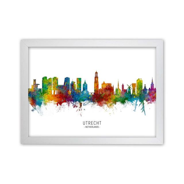 Utrecht Netherlands Skyline by Michael Tompsett - Graphic Art Latitude Run Format: White Framed, Size: 46cm H x 63cm W x 3cm D on Productcaster.