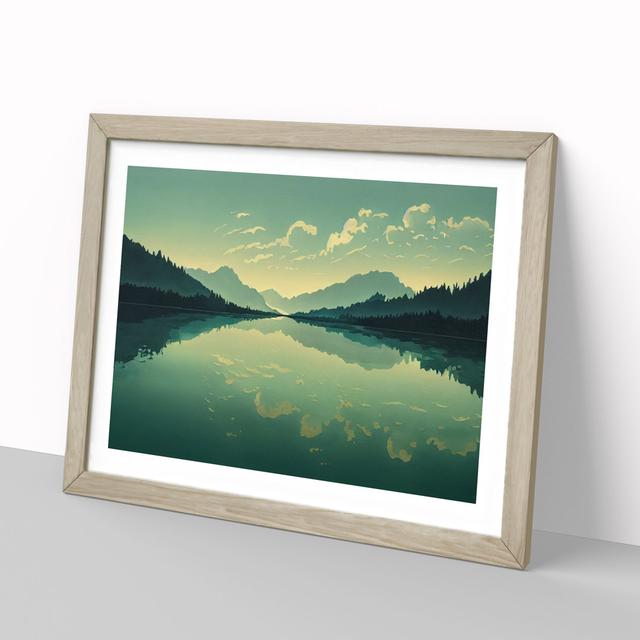 Mountain Lake Reflection Vol.6 - Picture Frame Photograph Alpen Home Frame Colour: Oak Framed, Size: 25cm H x 34cm W x 2cm D on Productcaster.