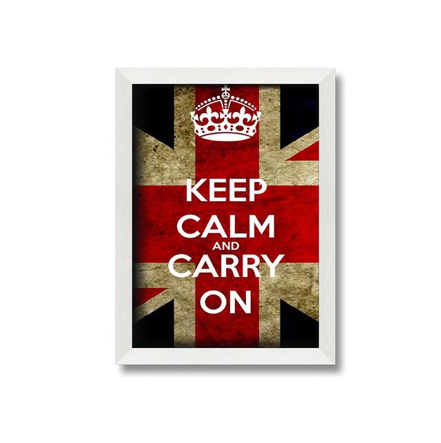 Keep Calm And Carry On Flag Framed Print Wall Art Maturi Size: 29.7cm H x 21cm W x 10cm D on Productcaster.