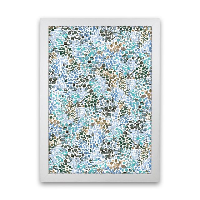 Speckled Watercolor Blue - Print 17 Stories Size: 88cm H x 64cm W x 3cm D, Frame Option: White Framed on Productcaster.