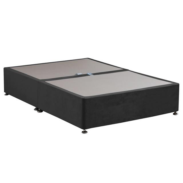 Riviere Divan Bed Base Marlow Home Co. Storage Type: Non Storage Divan Base, Size: Double (4'6), Colour: Plush Steel on Productcaster.