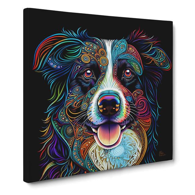 Border Collie Paisley Art No.1 - Art Prints Marlow Home Co. Size: 50cm H x 50cm W x 3cm D on Productcaster.