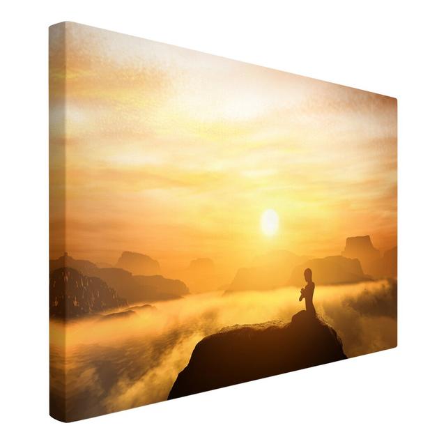 Yoga Meditation - Wrapped Canvas Graphic Art Print East Urban Home Size: 90 L x 60 B on Productcaster.