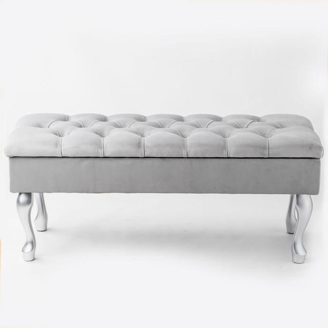 Hulse Upholstered Storage Bench Mercer41 Size: H44 x W130 x D40cm, Colour: Grey on Productcaster.