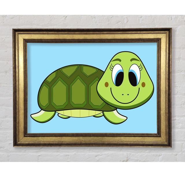 Happy Turtle - Single Picture Frame Art Prints Bright Star Size: 84.1cm H x 142.2cm W x 8cm D, Colour: Blue on Productcaster.