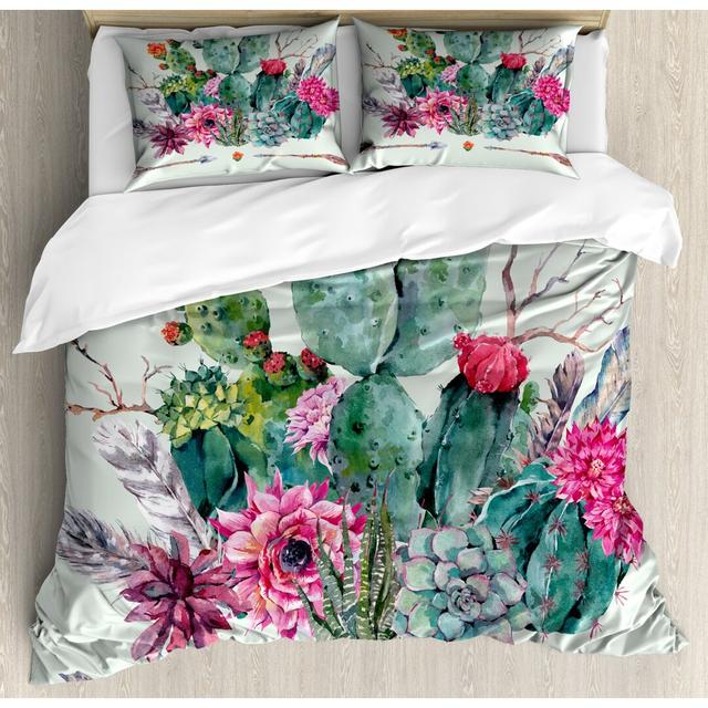 Dungannon Duvet Cover Set Ebern Designs Size: 155 x 220 cm - 2 Pillowcases (80 x 80 cm) on Productcaster.