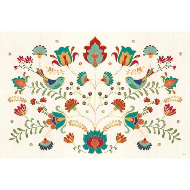 Folk Floral I by Veronique Charron - Wrapped Canvas Graphic Art Marlow Home Co. Size: 20cm H x 30cm W x 3.8cm D on Productcaster.