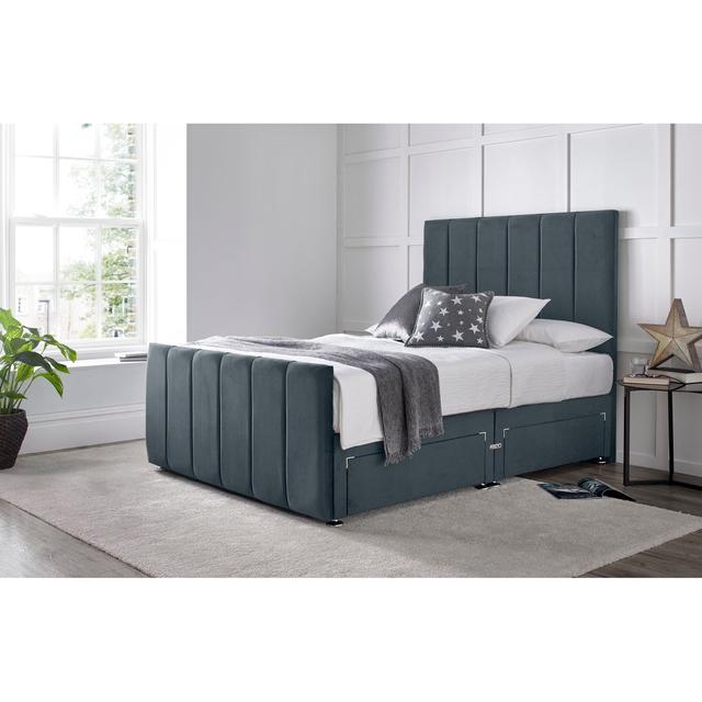 Cadebrooke Divan Bed with 54" Floorstanding Headboard Wayfair Sleep Colour: Steel, Size: Kingsize (5'), Storage Type: 2 Right Drawers on Productcaster.