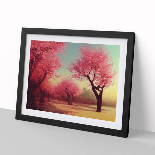 Dreamy Cherry Blossom Trees - Picture Frame Graphic Art Marlow Home Co. Size: 46cm H x 64cm W, Frame Colour: Black on Productcaster.