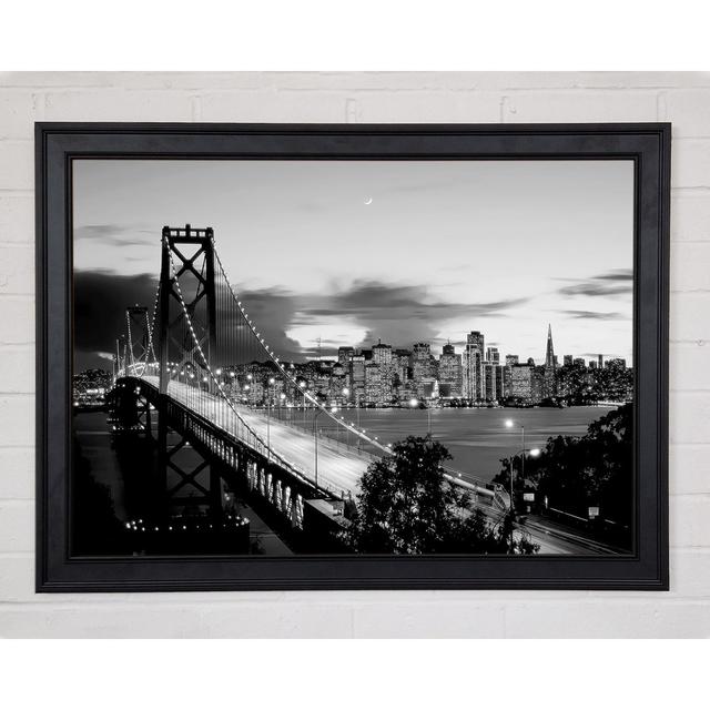 New York City From Brooklyn Bridge B N W - Print Ebern Designs Size: 84.1cm H x 118.9cm W on Productcaster.