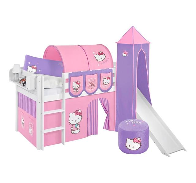 Hello Kitty Single Mid Sleeper Bed with Textile Set Lilokids Colour (Fabric/Accessory): Purple on Productcaster.