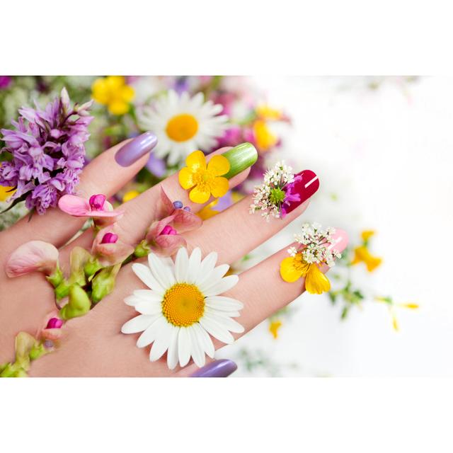 Nail Design with Flowers - Wrapped Canvas Photograph 17 Stories Size: 51cm H x 76cm W on Productcaster.