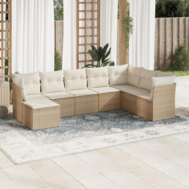 Vidaxl 8-Tlg. Garten-Sofagarnitur Mit Kissen Poly Rattan ClassicLiving Rahmenfarbe: Beige, Kissenfarbe: Beige on Productcaster.