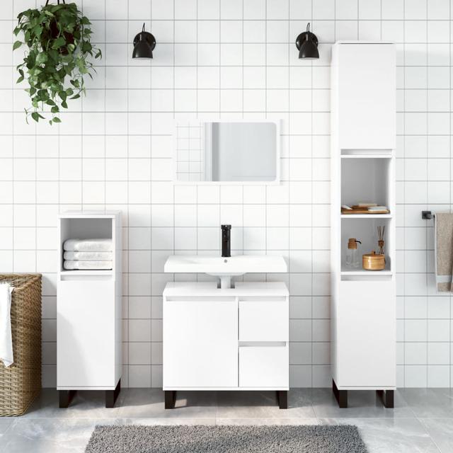 Andrada Freestanding Bathroom Storage Furniture Set Latitude Run Finish: High Gloss White on Productcaster.