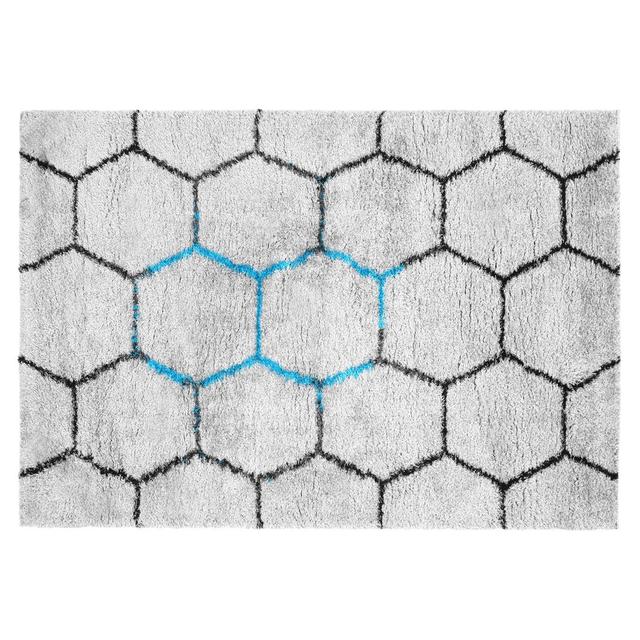 Solid Colour Machine Woven GREY/TURQUOISE Area Rug Touch & Relax Rug Size: Rectangle 120 x 170cm on Productcaster.