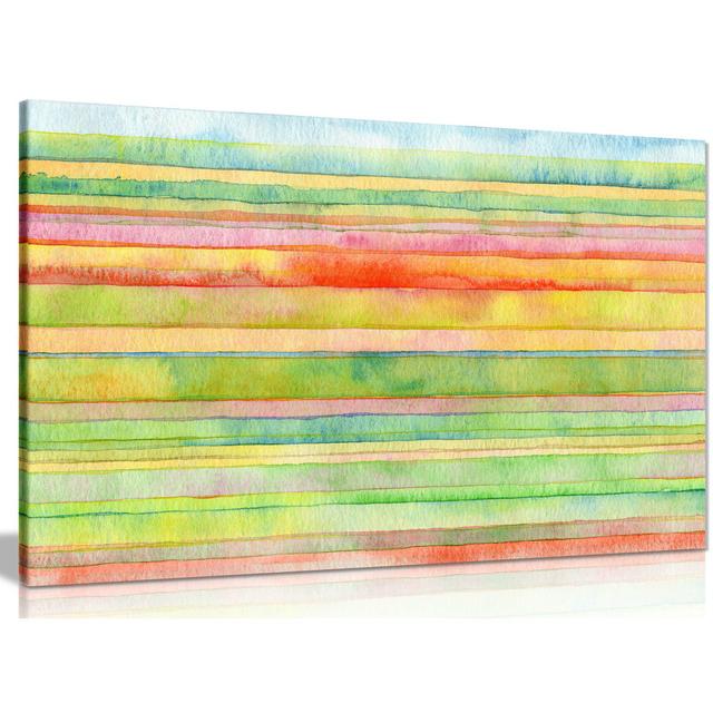 Modern Abstract Art Watercolour Stripes Canvas Wall Art Picture Print Panther Print Size: 20cm H x 31cm W on Productcaster.