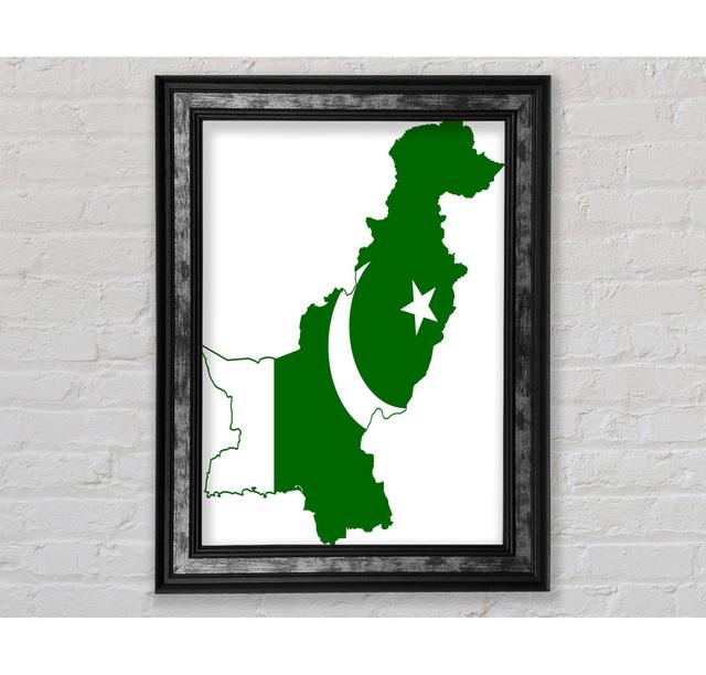 Map Of Pakistan Flag - Single Picture Frame Art Prints Bright Star Size: 42cm H x 29.7cm W on Productcaster.