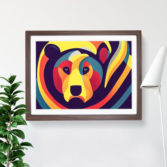 Bear Art Deco Style - Single Picture Frame Print Latitude Run Frame Colour: Walnut, Size: 25cm H x 34cm W x 2cm D on Productcaster.