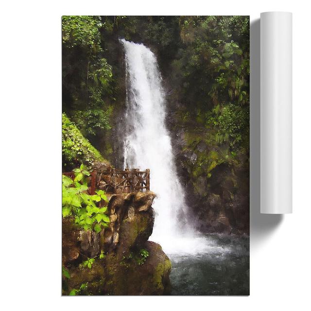 Costa Rica Waterfall - Unframed Painting East Urban Home Size: 42cm H x 30cm W x 0.1cm D on Productcaster.