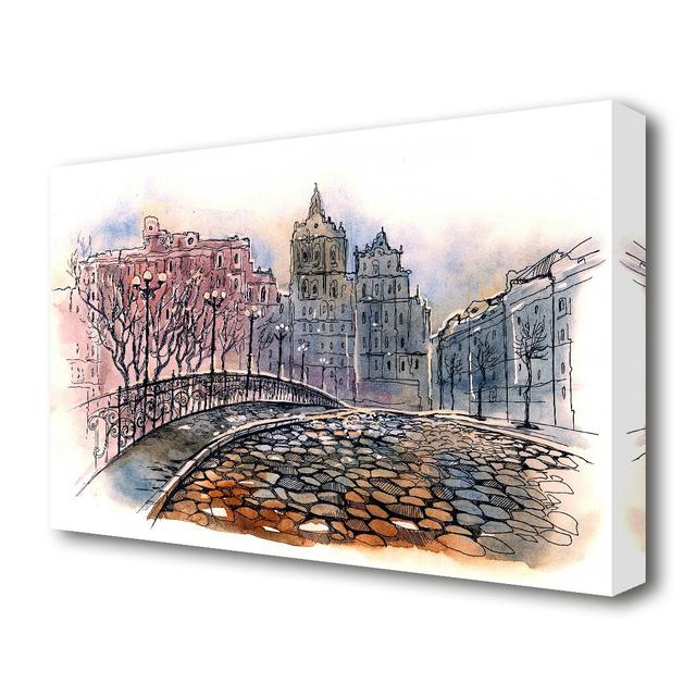 Cobbled Streets Prague - Wrapped Canvas Painting Print East Urban Home Size: 35.6cm H x 50.8cm W on Productcaster.