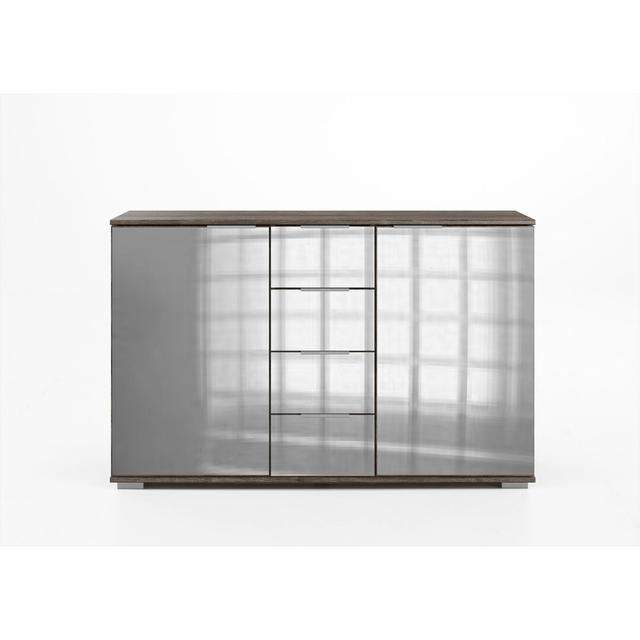 Sideboard Pece 130 cm ModernMoments Farbe: Eichenimitation und Spiegelglas on Productcaster.