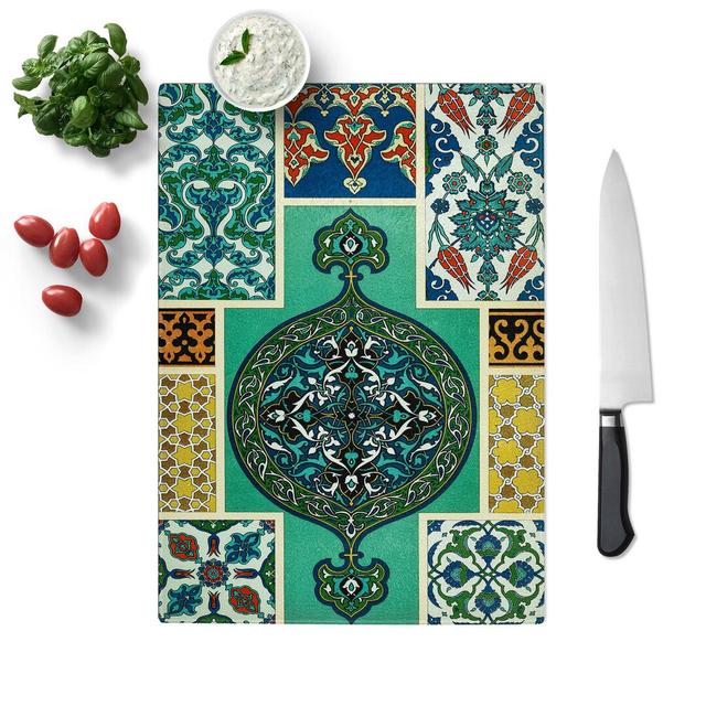 Tempered Glass Ottoman Pattern by Albert Racinet Chopping Board East Urban Home Size: 28.5 cm W x 39 cm L on Productcaster.