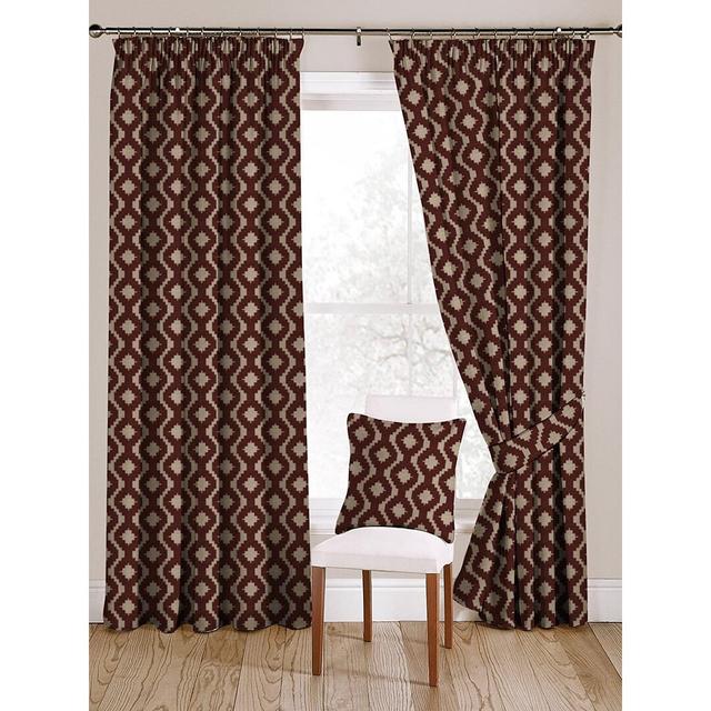 Zilla Arizona Chenille Cotton Pencil Pleat Blackout Curtains (Set of 2) Natur Pur Colour: Red, Panel Size: Width 228 x Drop 182cm on Productcaster.