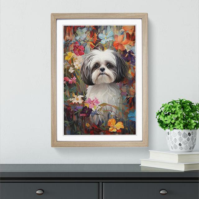 Shih Tzu Contemporary - Single Picture Frame Print on Wood Marlow Home Co. Size: 34cm H x 25cm W, Format: Oak Framed on Productcaster.