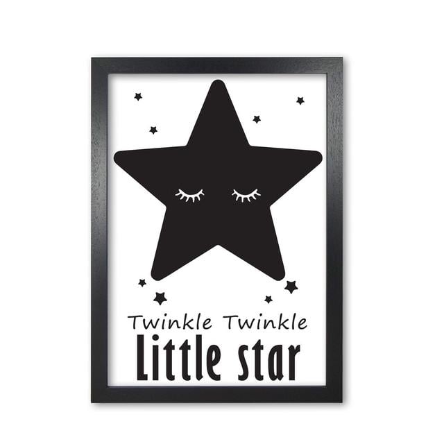 Twinkle Twinkle Little Star - Typography Print on Paper East Urban Home Format: Black Grain Frame, Size: 30 cm H x 21 cm W x 5 cm D on Productcaster.