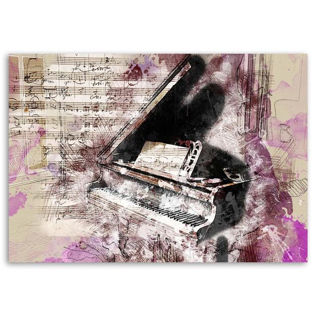 Canvas Print Piano Abstract Purple Vintage Rosalind Wheeler Size: 80cm H x 120cm W x 2cm D on Productcaster.