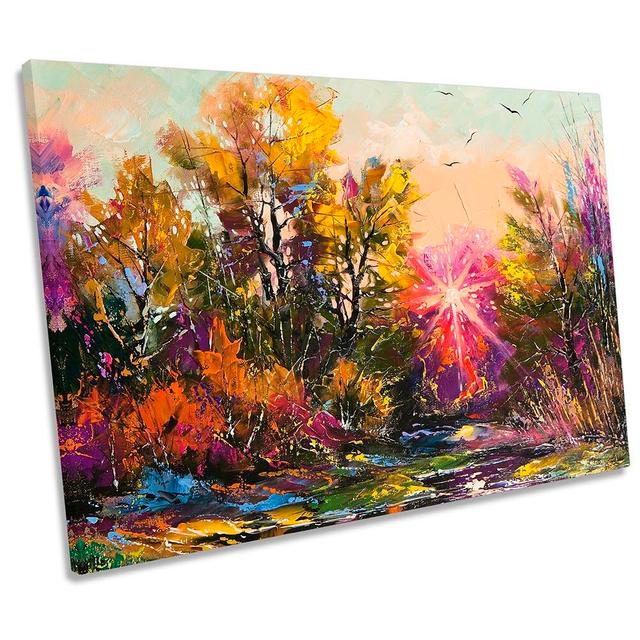 Autumn Forest Landscape Repro Framed - Wrapped Canvas Print Rosalind Wheeler Size: 50.8cm H x 76.2cm W x 2cm D on Productcaster.