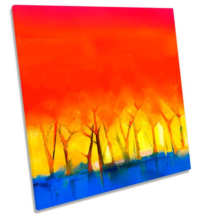 Abstract Sunset Trees Red - Wrapped Canvas Painting Marlow Home Co. Size: 76.2cm H x 76.2cm W x 4cm D on Productcaster.