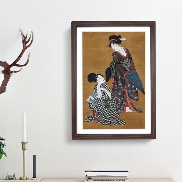 Two Beauties by Kitagawa Utamaro - Picture Frame Painting Print East Urban Home Size: 48cm H x 36cm W x 2cm D, Frame Option: Walnut Framed on Productcaster.